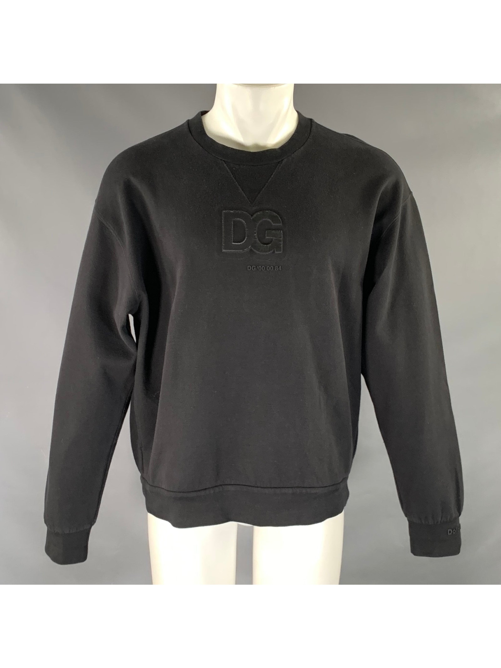 Dolce & Gabbana Size M Black Logo Cotton Blend Crew-Neck Sweatshirt